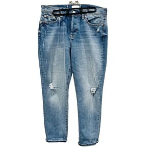 7 For All Mankind Women Jeans Mid Distressed‎ Relaxed Fit Light Wash Denim Sz 29